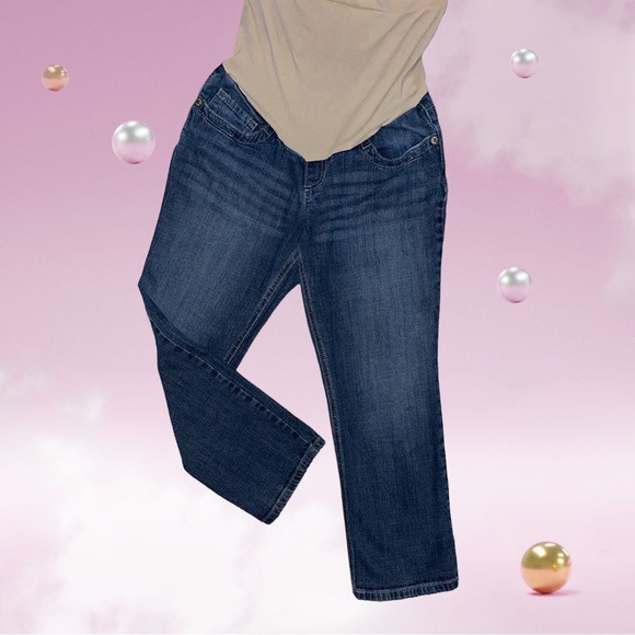 Indigo Blue maternity cropped soft stretch pouch for growing tummy - Picture 1 of 4